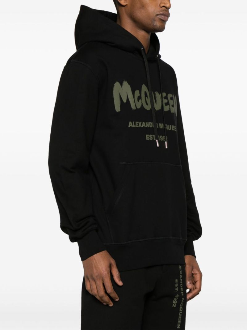 Black Graffiti-print Cotton Hoodie