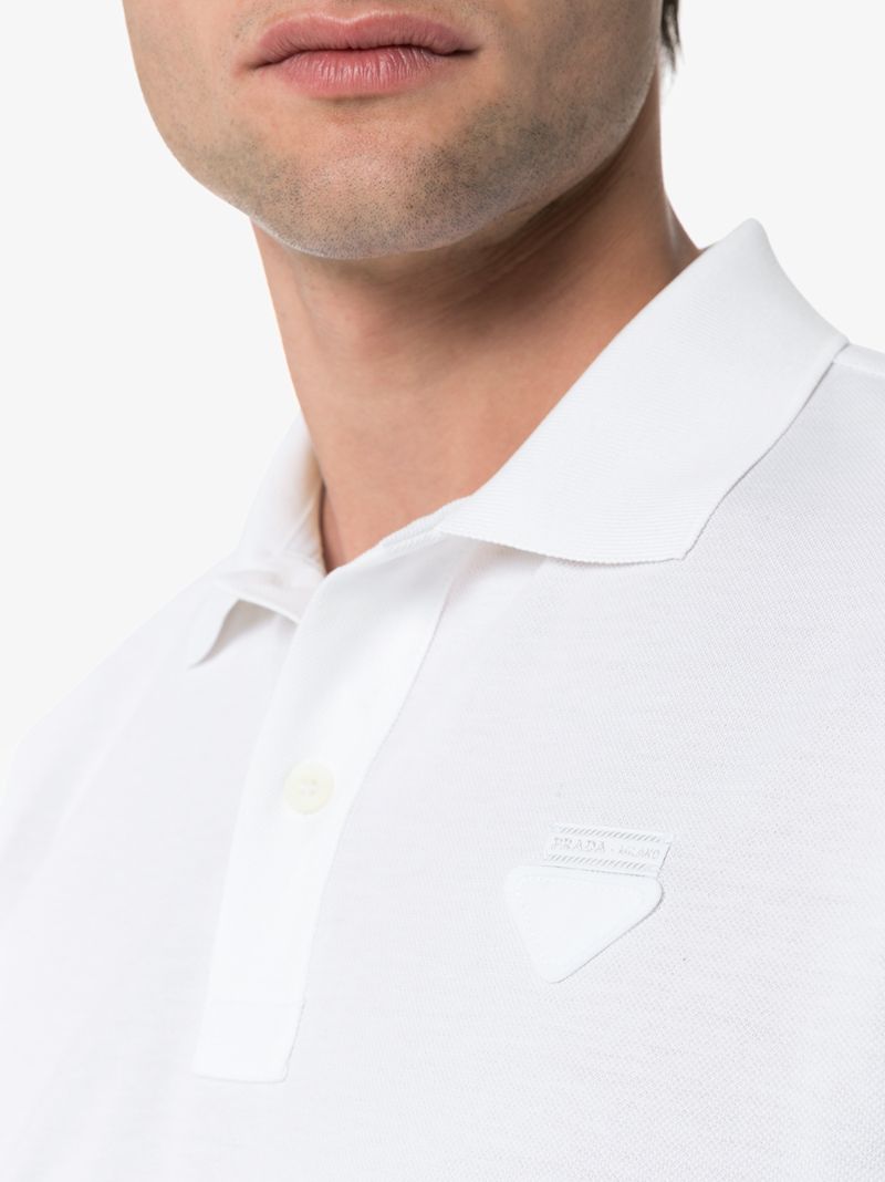 White Invisible Logo Tag Polo Shirt