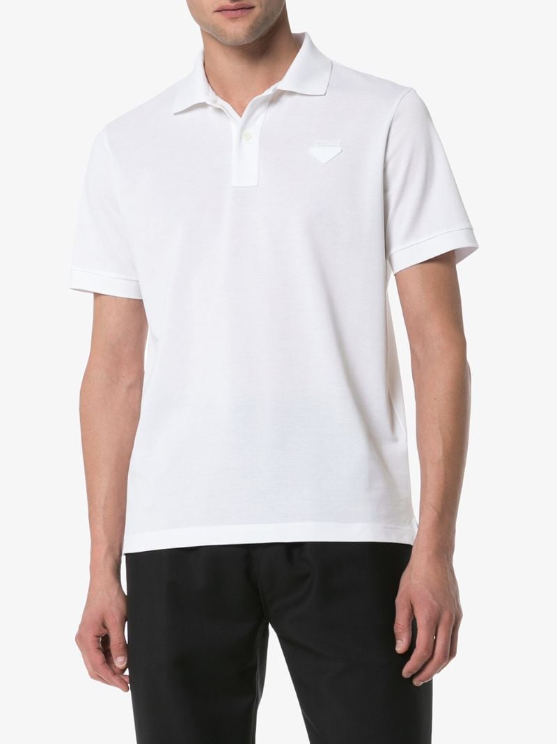 White Invisible Logo Tag Polo Shirt