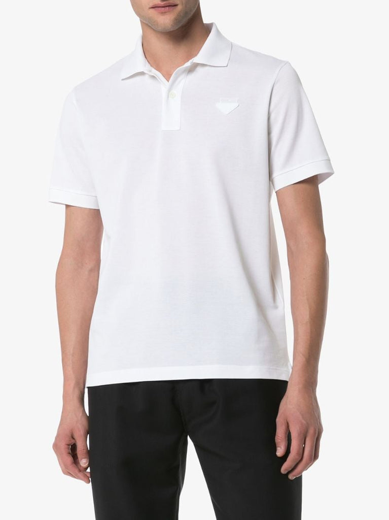 White Invisible Logo Tag Polo Shirt