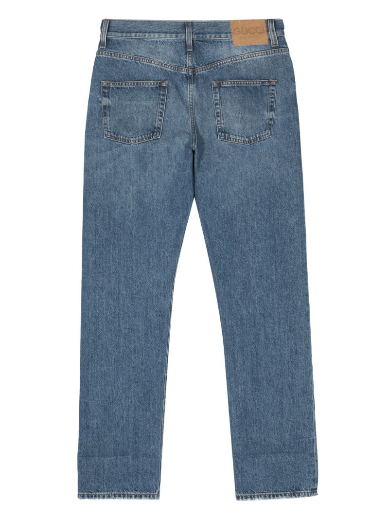 Blue Mid-rise Straight-leg Jeans