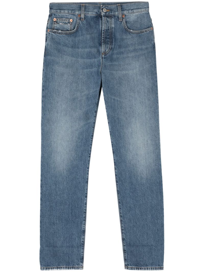 Blue Mid-rise Straight-leg Jeans
