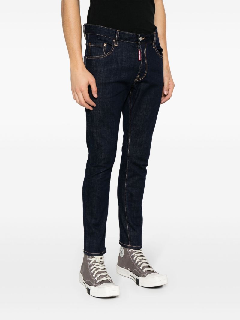 Blue Contrast Stitching Skinny Jeans