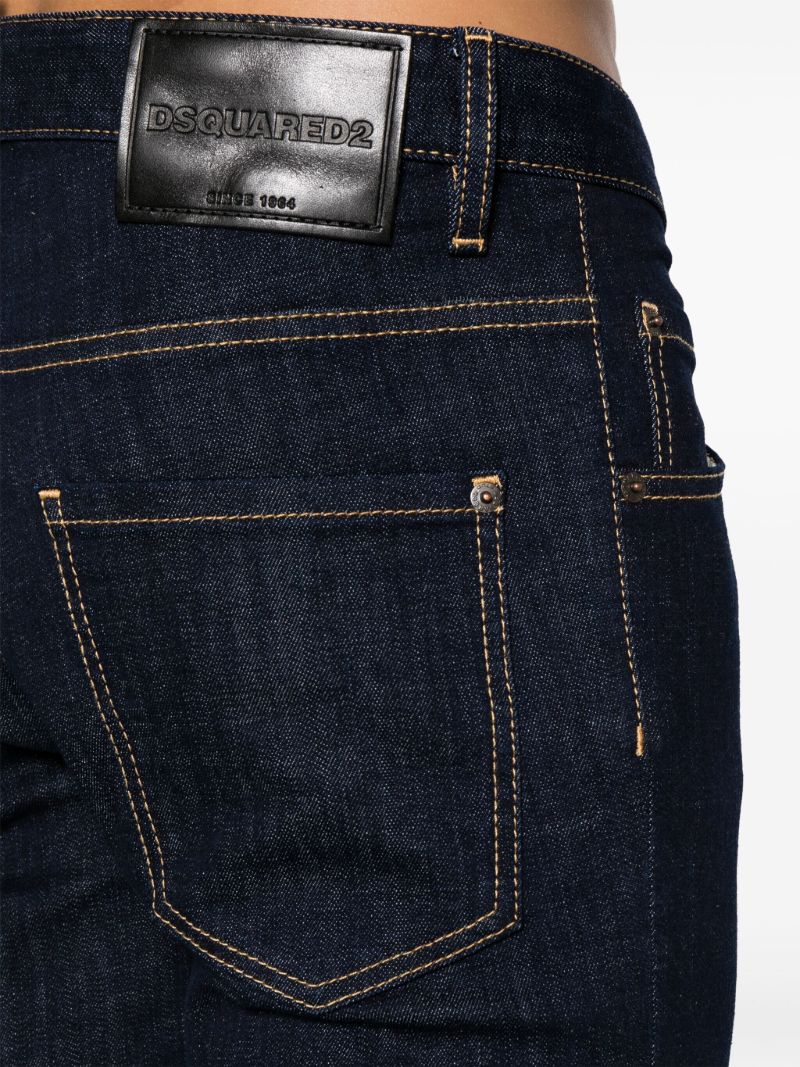 Blue Contrast Stitching Skinny Jeans