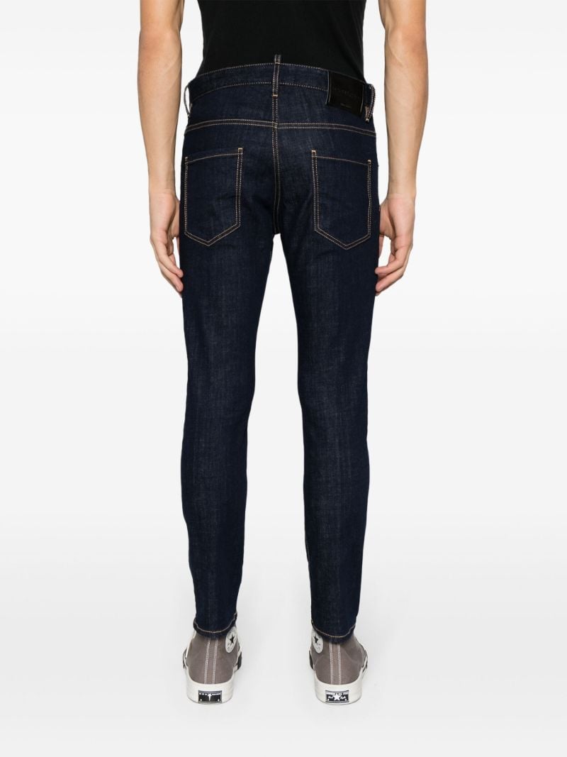 Blue Contrast Stitching Skinny Jeans