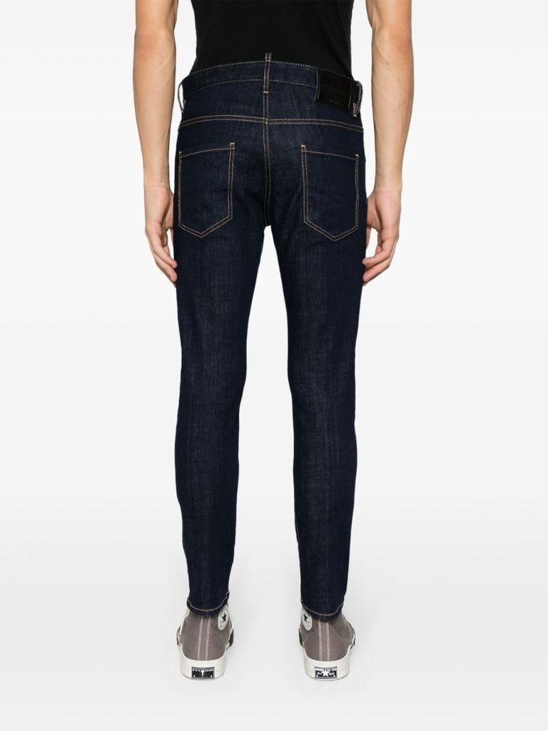 Blue Contrast Stitching Skinny Jeans