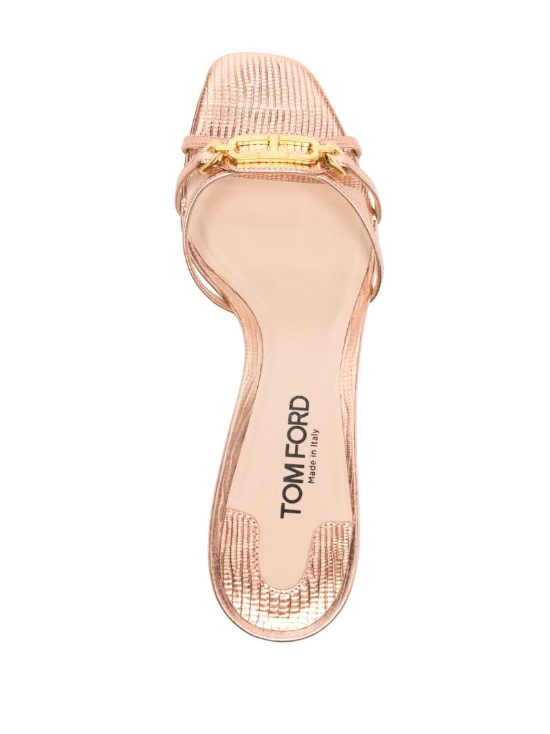 Gold-tone Whitney 55 Lizard-embossed Leather Sandals