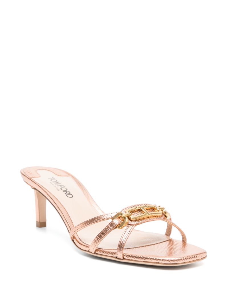 Gold-tone Whitney 55 Lizard-embossed Leather Sandals