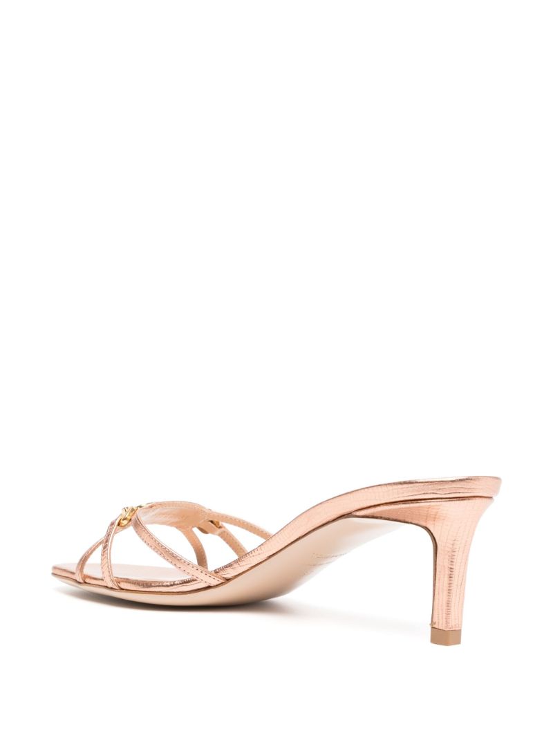 Gold-tone Whitney 55 Lizard-embossed Leather Sandals