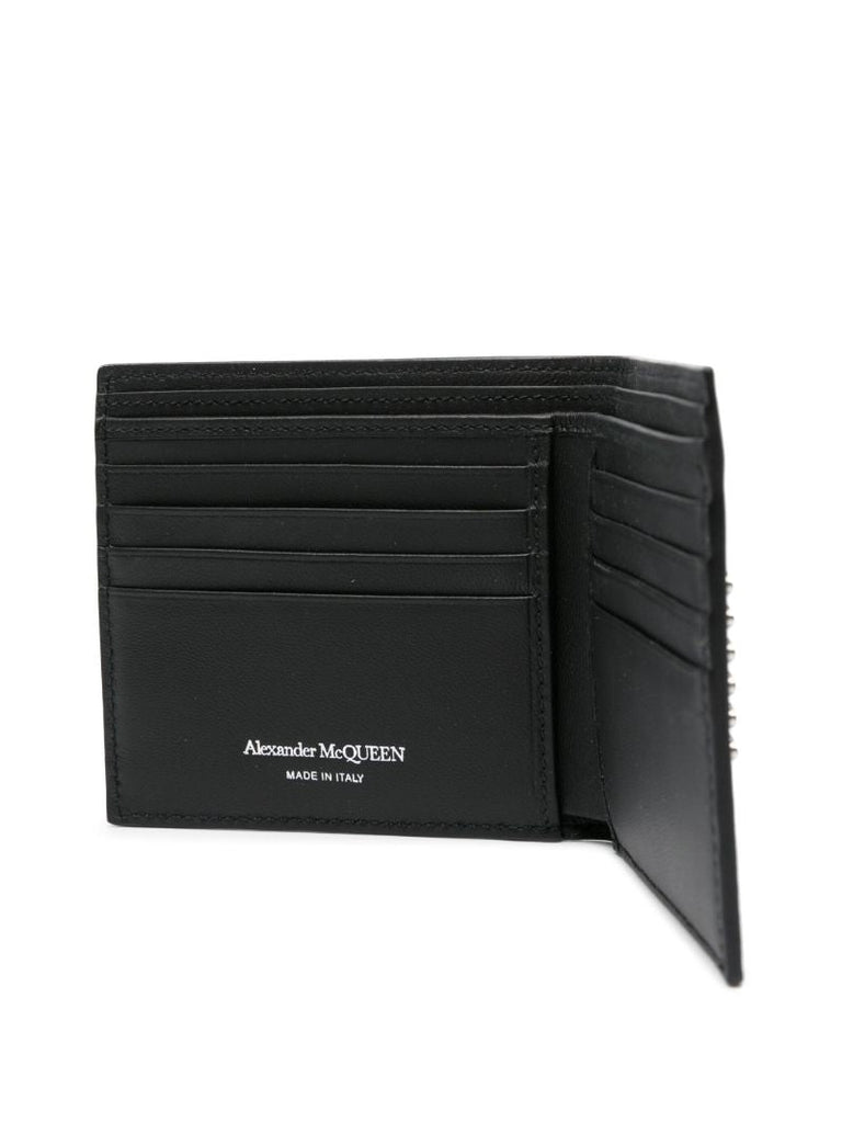 Black Studded Bi-fold Leather Wallet
