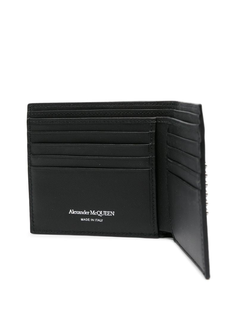 Black Studded Bi-fold Leather Wallet