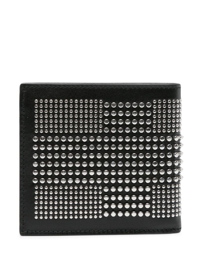 Black Studded Bi-fold Leather Wallet
