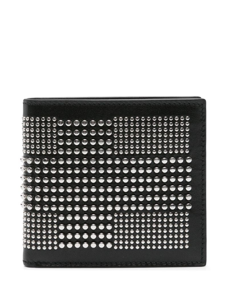 Black Studded Bi-fold Leather Wallet