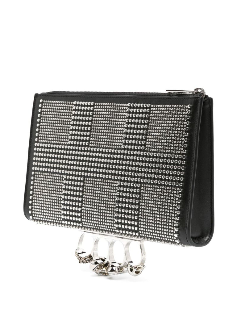 Black the Knuckle Studded Clutch Bag