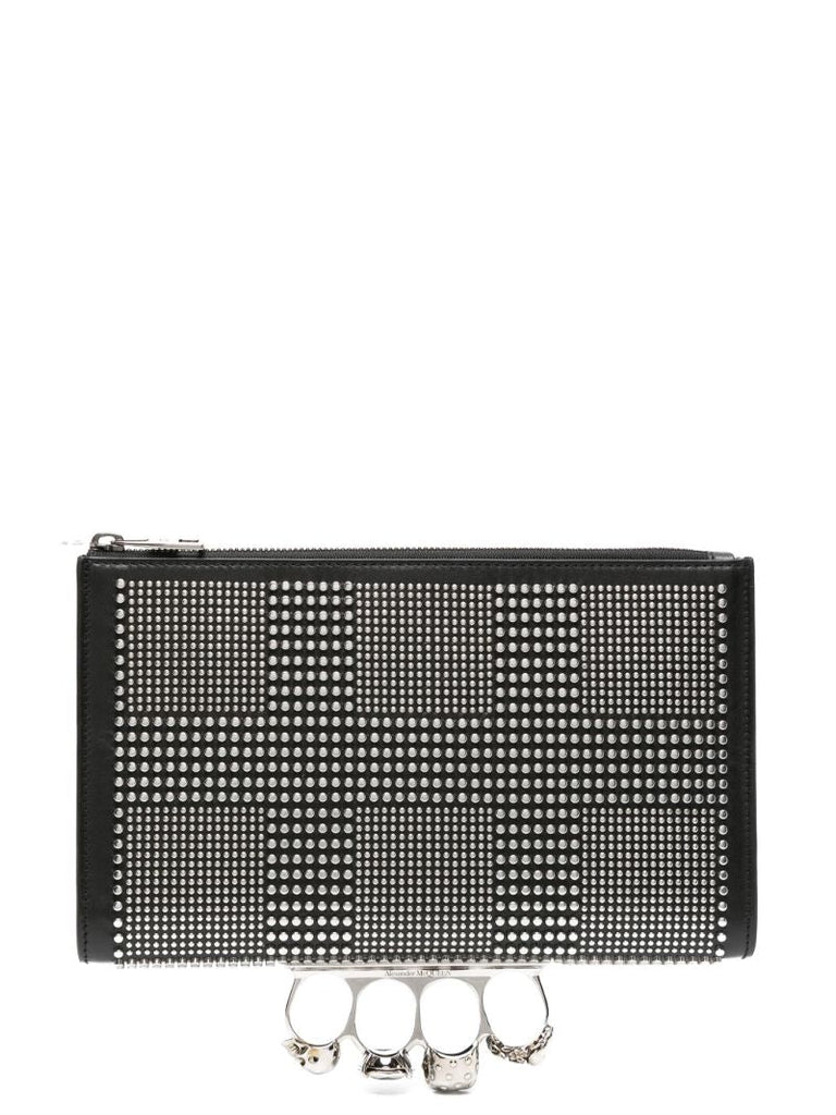 Black the Knuckle Studded Clutch Bag