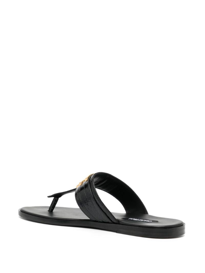 Black Brighton Leather Sandals
