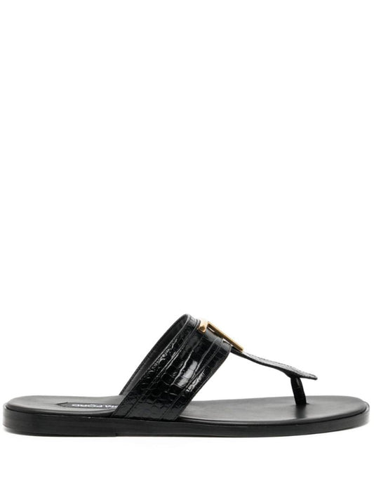 Black Brighton Leather Sandals