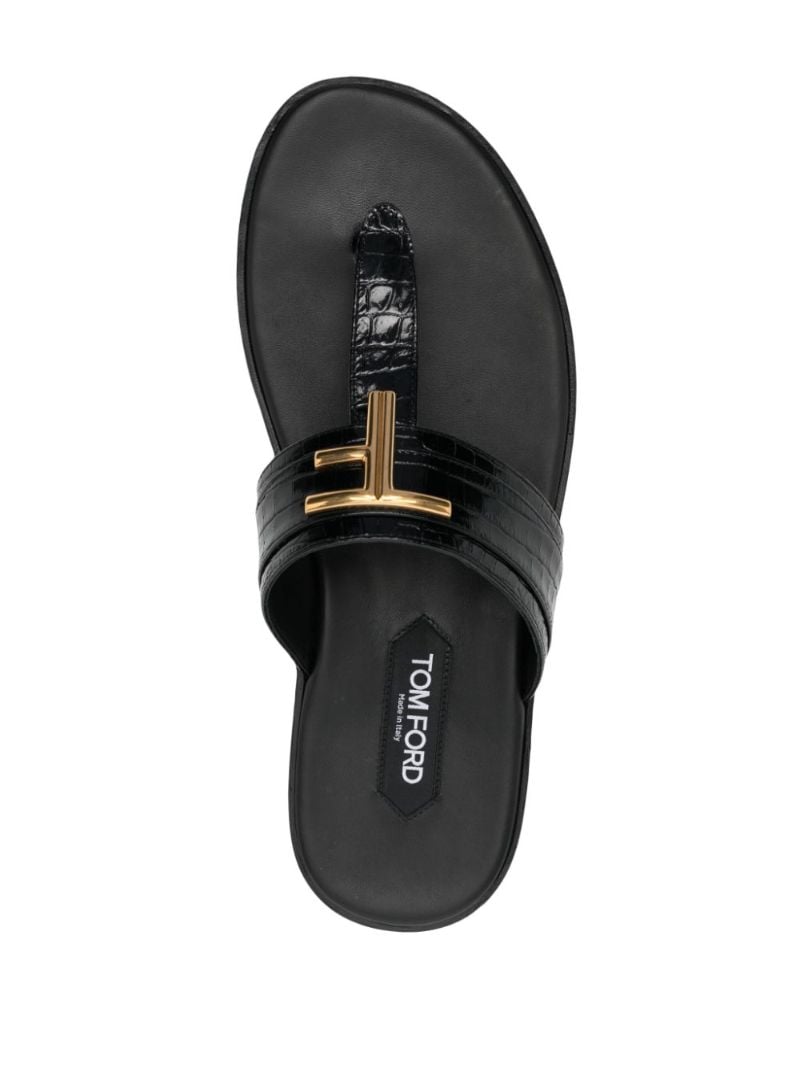 Black Brighton Leather Sandals