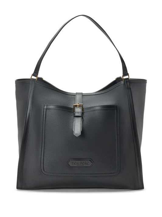 Black Large Leather Tote Bag