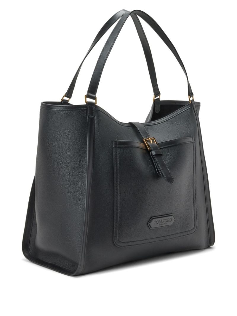 Black Large Leather Tote Bag