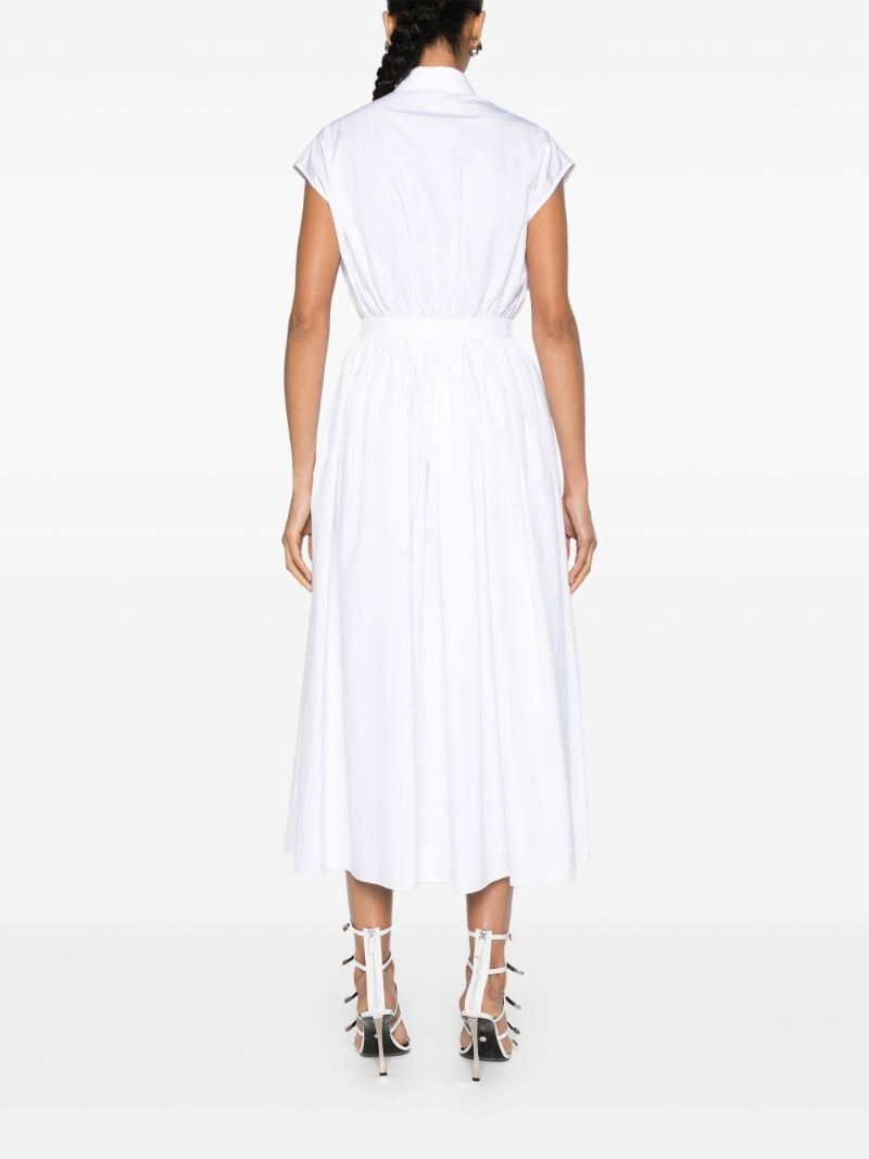 White Cap-sleeved Flared Dress