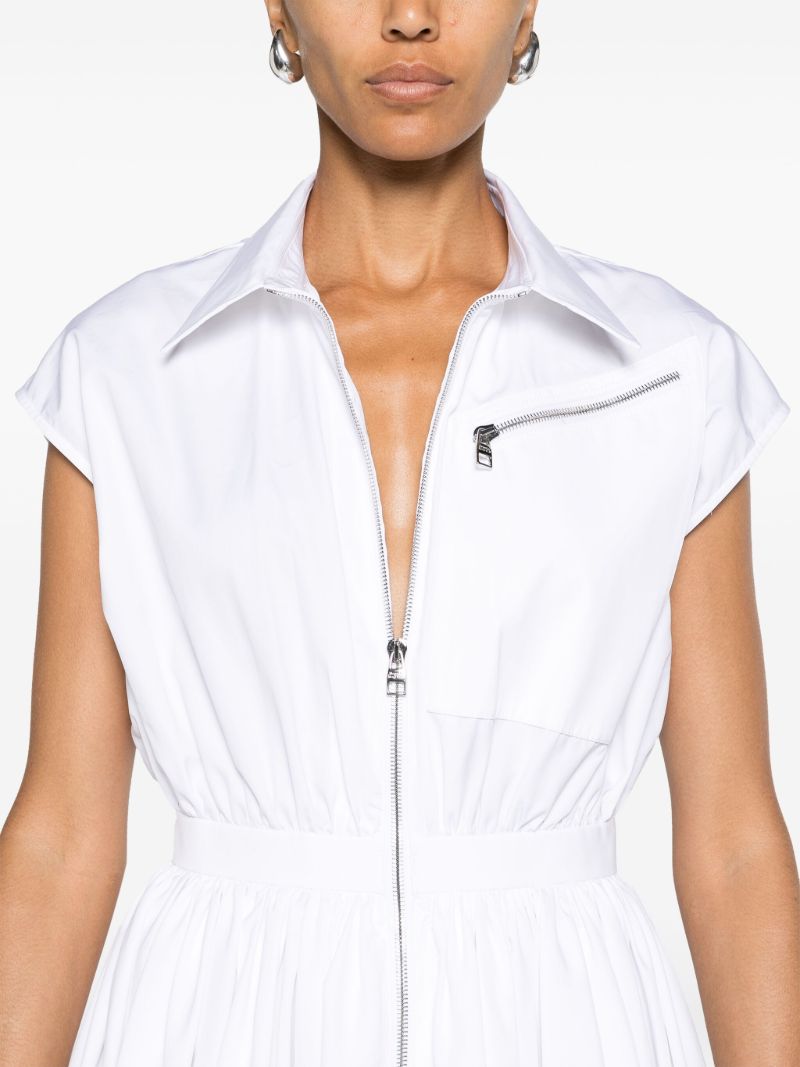 White Cap-sleeved Flared Dress