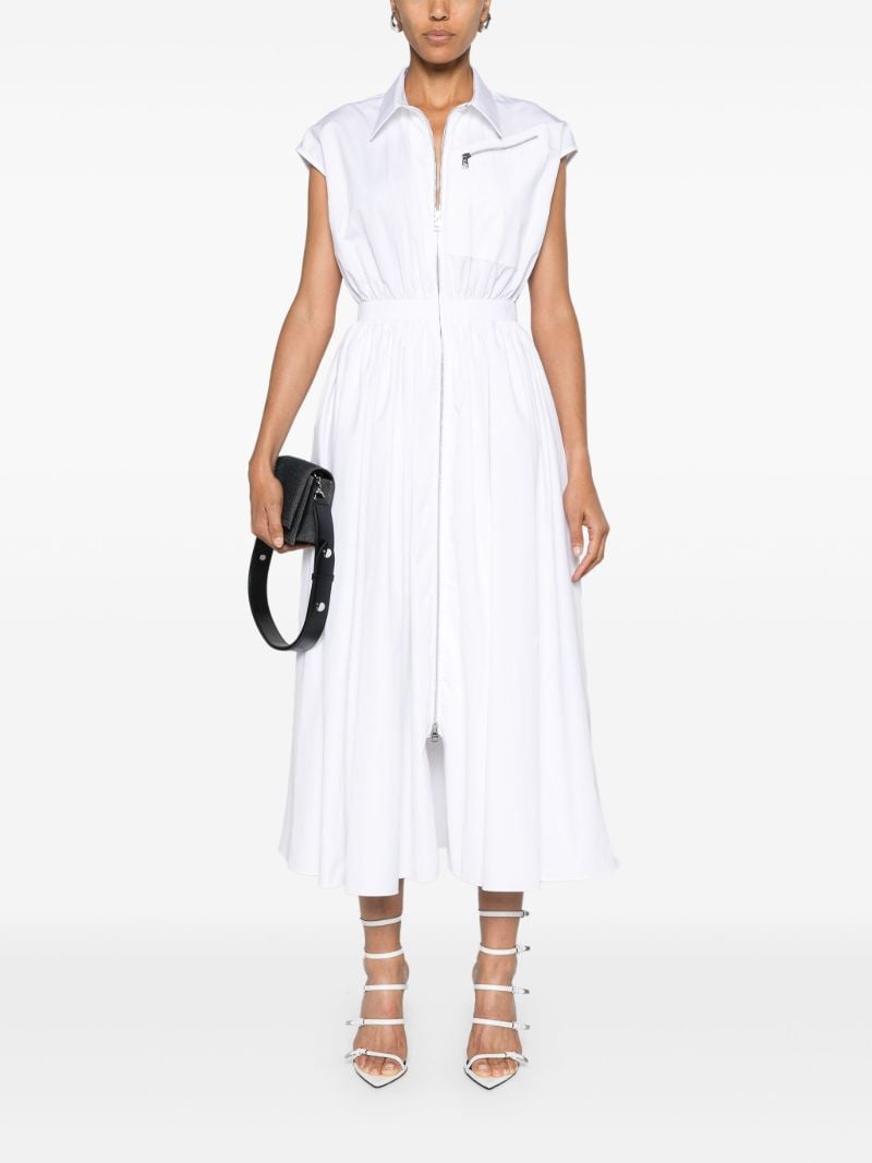 White Cap-sleeved Flared Dress