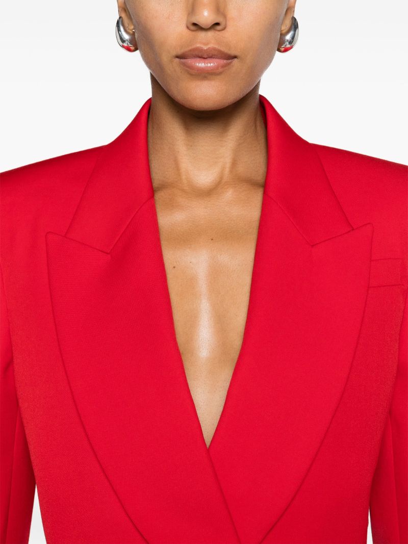 Red Cropped Wool Blazer