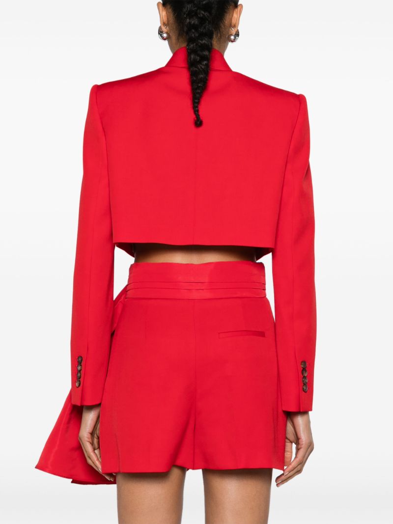 Red Cropped Wool Blazer