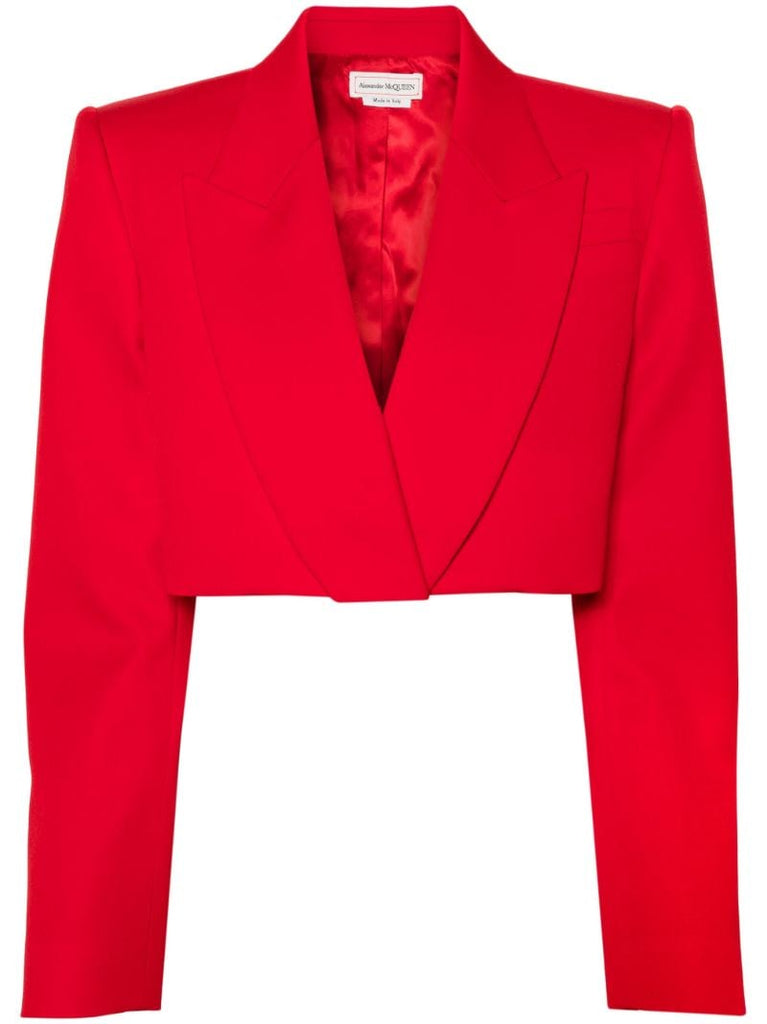 Red Cropped Wool Blazer