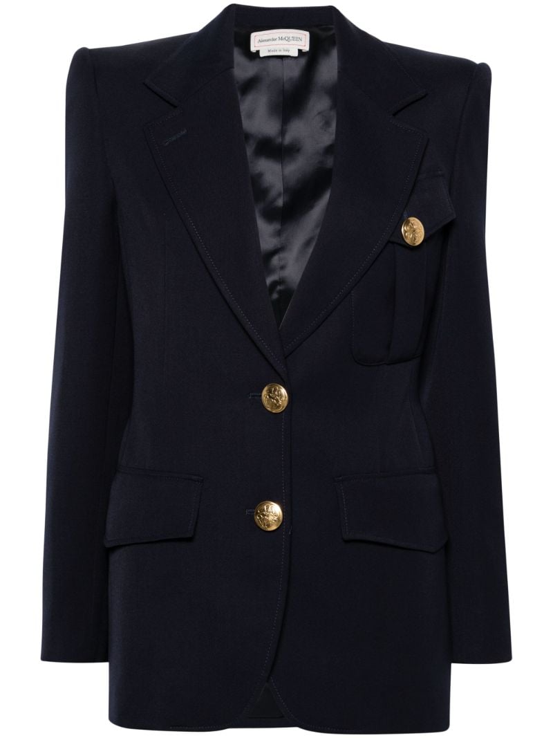 Blue Double-breasted Wool Blazer