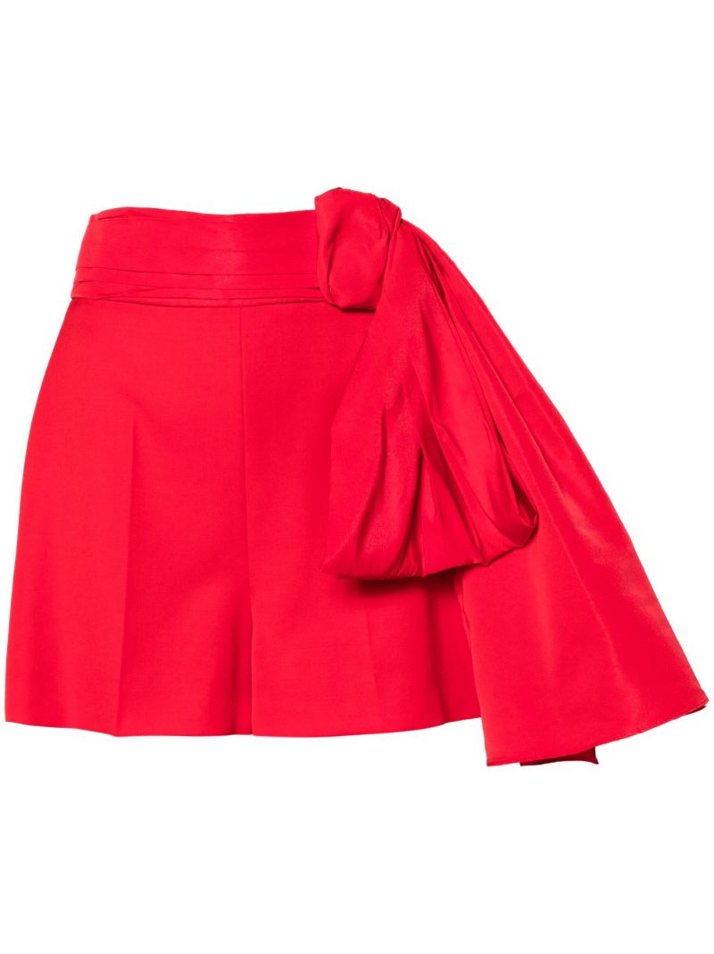 Red Bow-detail Wool Shorts
