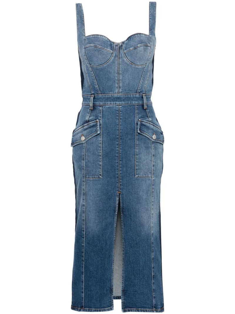 Blue Sleeveless Denim Midi Dress