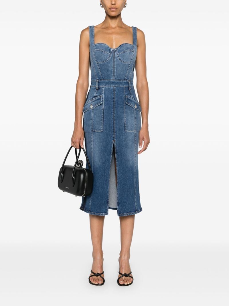 Blue Sleeveless Denim Midi Dress
