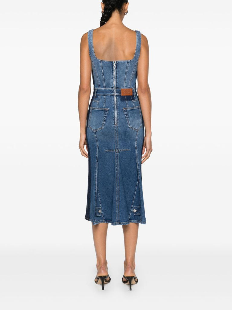 Blue Sleeveless Denim Midi Dress