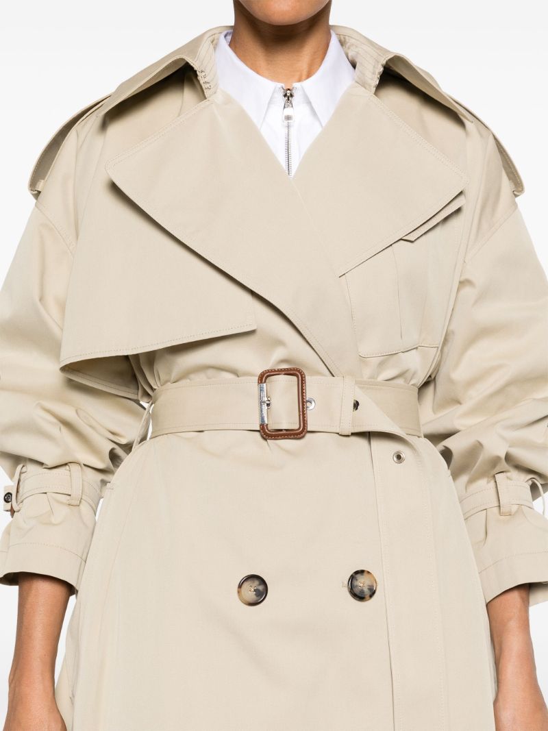 Neutral Belted A-line Trench Coat