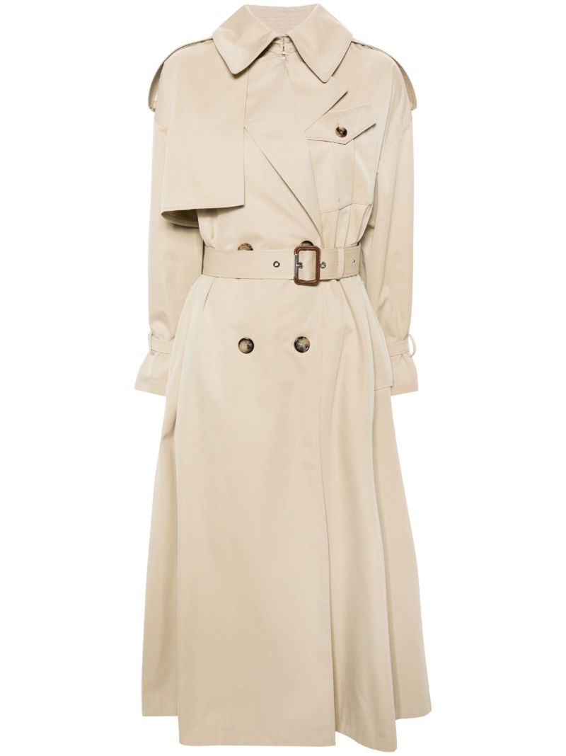 Neutral Belted A-line Trench Coat