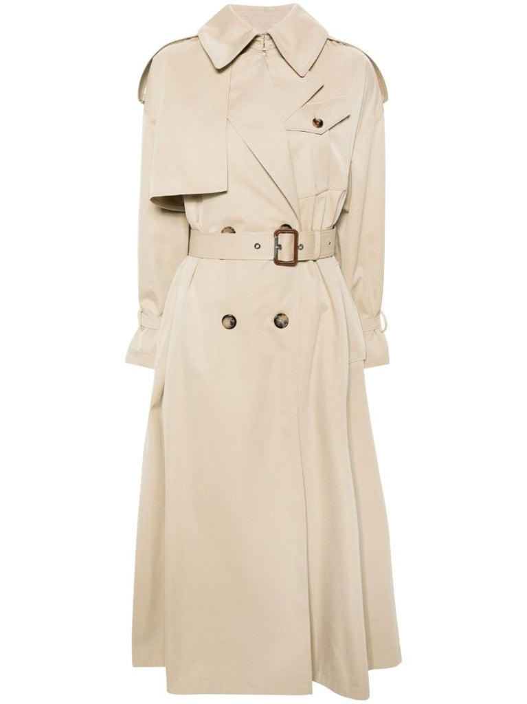 Neutral Belted A-line Trench Coat