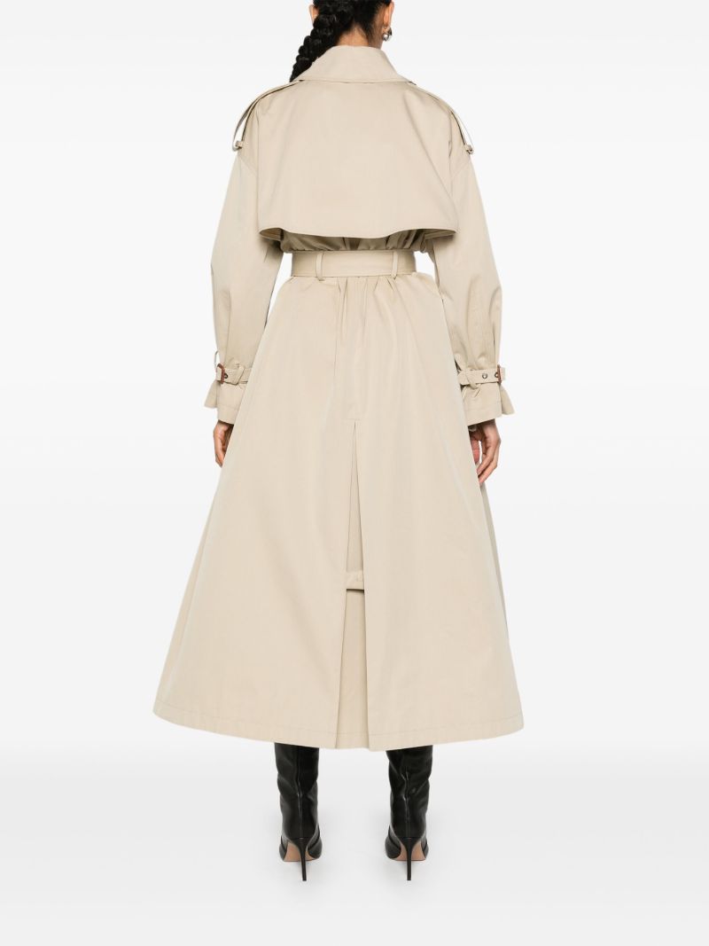 Neutral Belted A-line Trench Coat