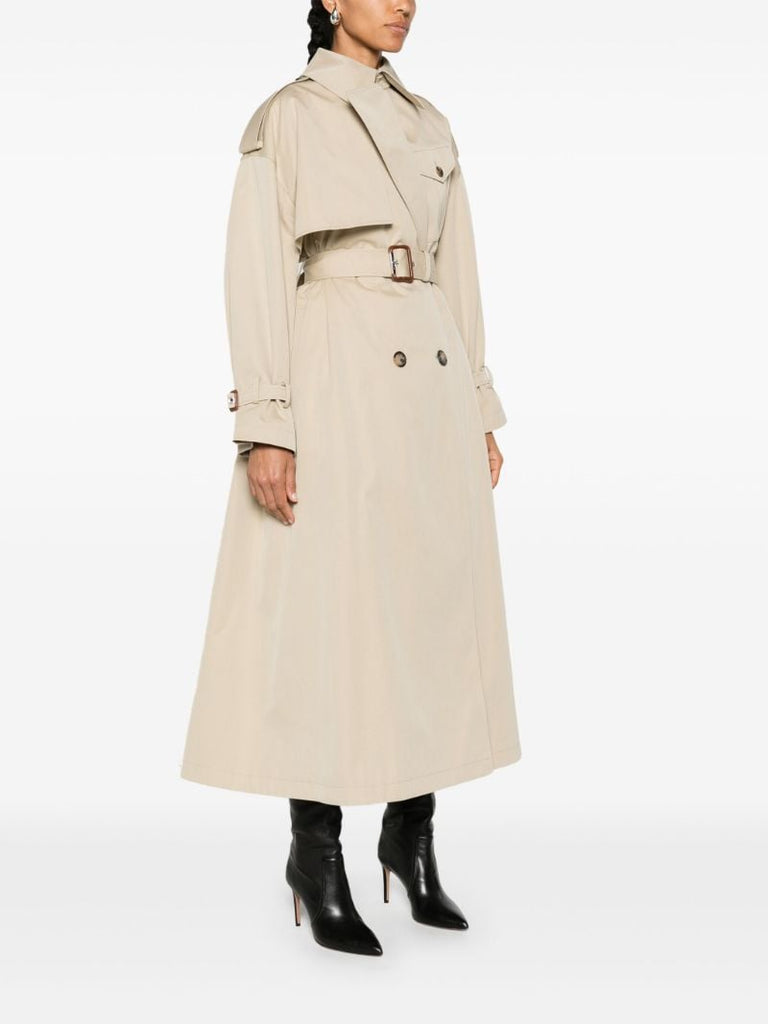 Neutral Belted A-line Trench Coat