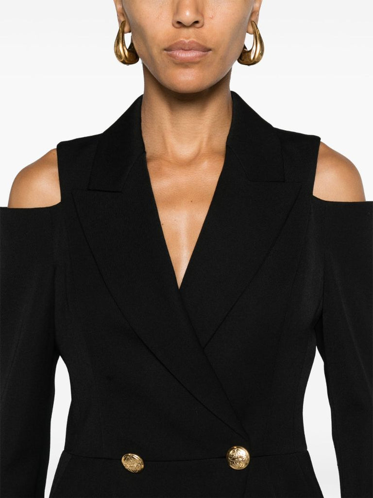 Black Cold-shoulder Wool Blazer