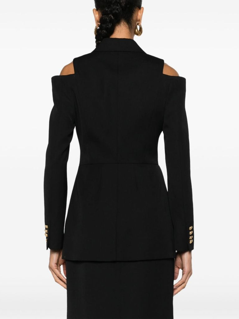Black Cold-shoulder Wool Blazer