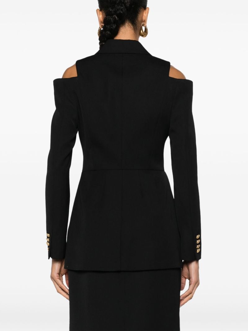 Black Cold-shoulder Wool Blazer