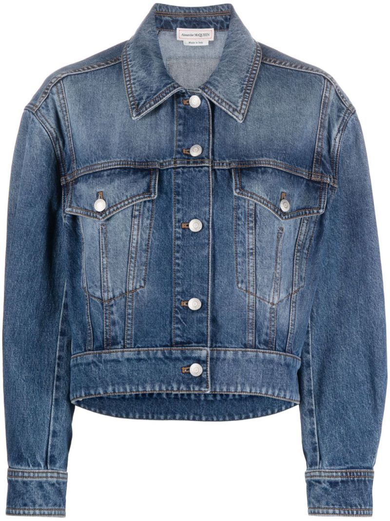 Blue Cropped Denim Jacket