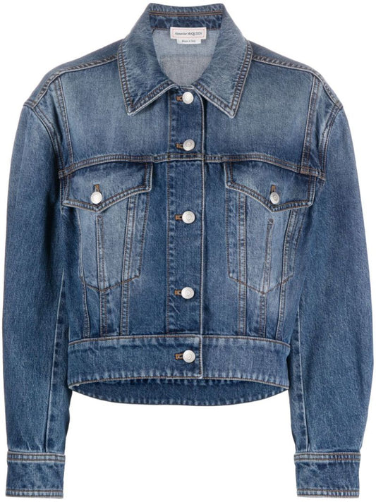 Blue Cropped Denim Jacket