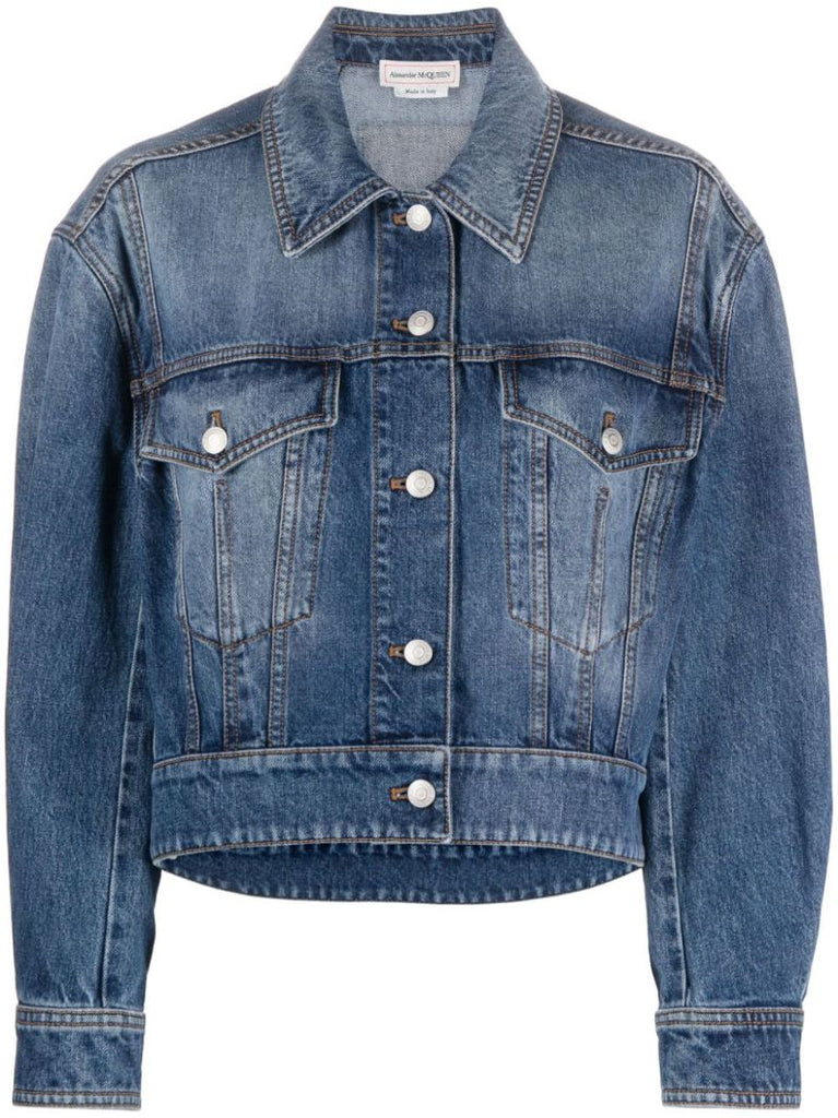 Blue Cropped Denim Jacket