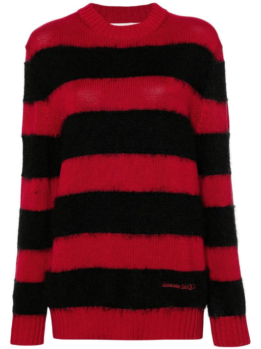 Red and Black Stripe-pattern Jumper