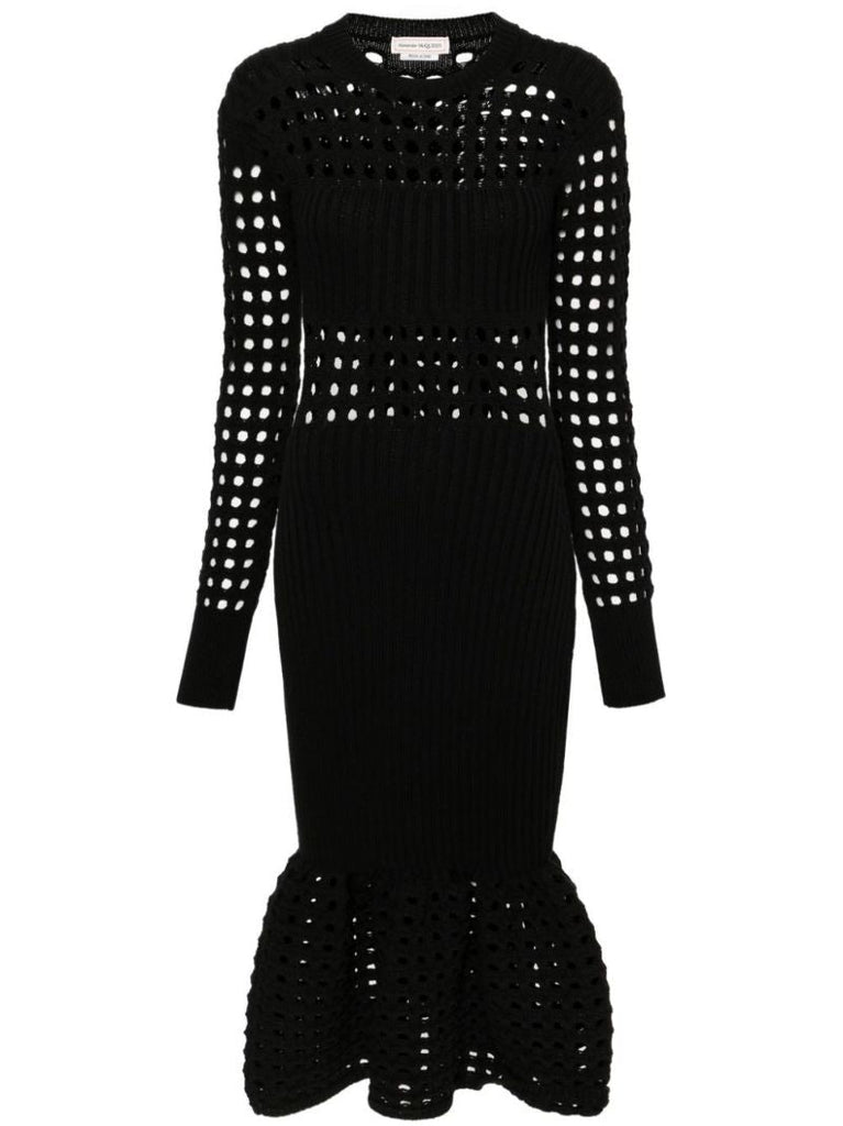 Black Mesh Knit Dress