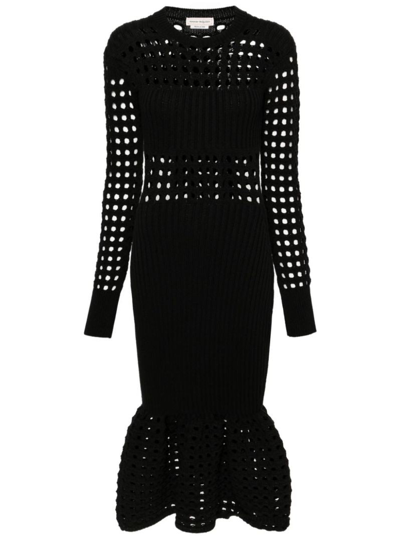 Black Mesh Knit Dress