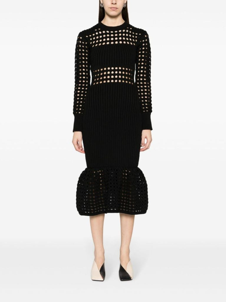 Black Mesh Knit Dress